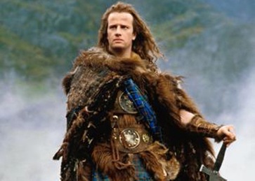 Highlander - Es kann nur Einen geben (Highlander, USA/GB 1986, Regie: Russell Mulcahy) Christopher Lambert 
/ Mann, Schotte, Schottenrock, Fell, Pelz, Schottland, Umhang, Schwert, Kilt, Krieger, K‰mpfer 
/ ------- WICHTIG: Nutzung nur bei Filmtitelnennung und/oder in Zusammenhang mit Berichterstattung ¸ber diesen Film --- IMPORTANT: To be used solely for coverage of this specific motion picture/tv programme